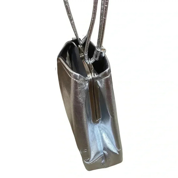 Vintage Judy Bond Silver Metallic Mini Tote Shoulder Bag | Made in USA | - Picture 5 of 11